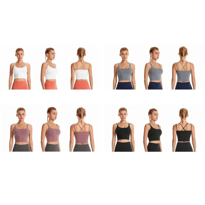 Women Sports Bra Yoga Running Workout Fitness Vest Padded Non-wire Crop Tops Image 12