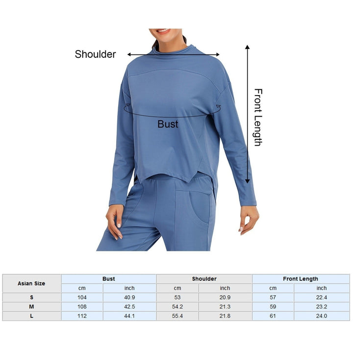 Women Sweatshirt O-Neck Long Sleeves Asymmetrical Hem Quick-Dry Running Fitness Tops Image 7
