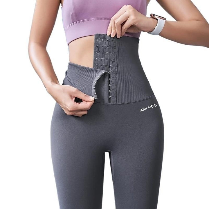 Women Yoga Pants Stretchy High Waist Compression Tights Black Sports Push Up Gym Fitness Leggings Image 1