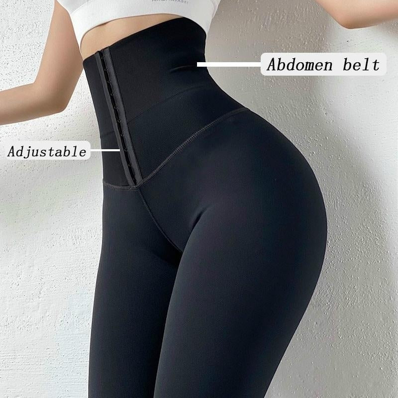 Women Yoga Pants Stretchy High Waist Compression Tights Black Sports Push Up Gym Fitness Leggings Image 4