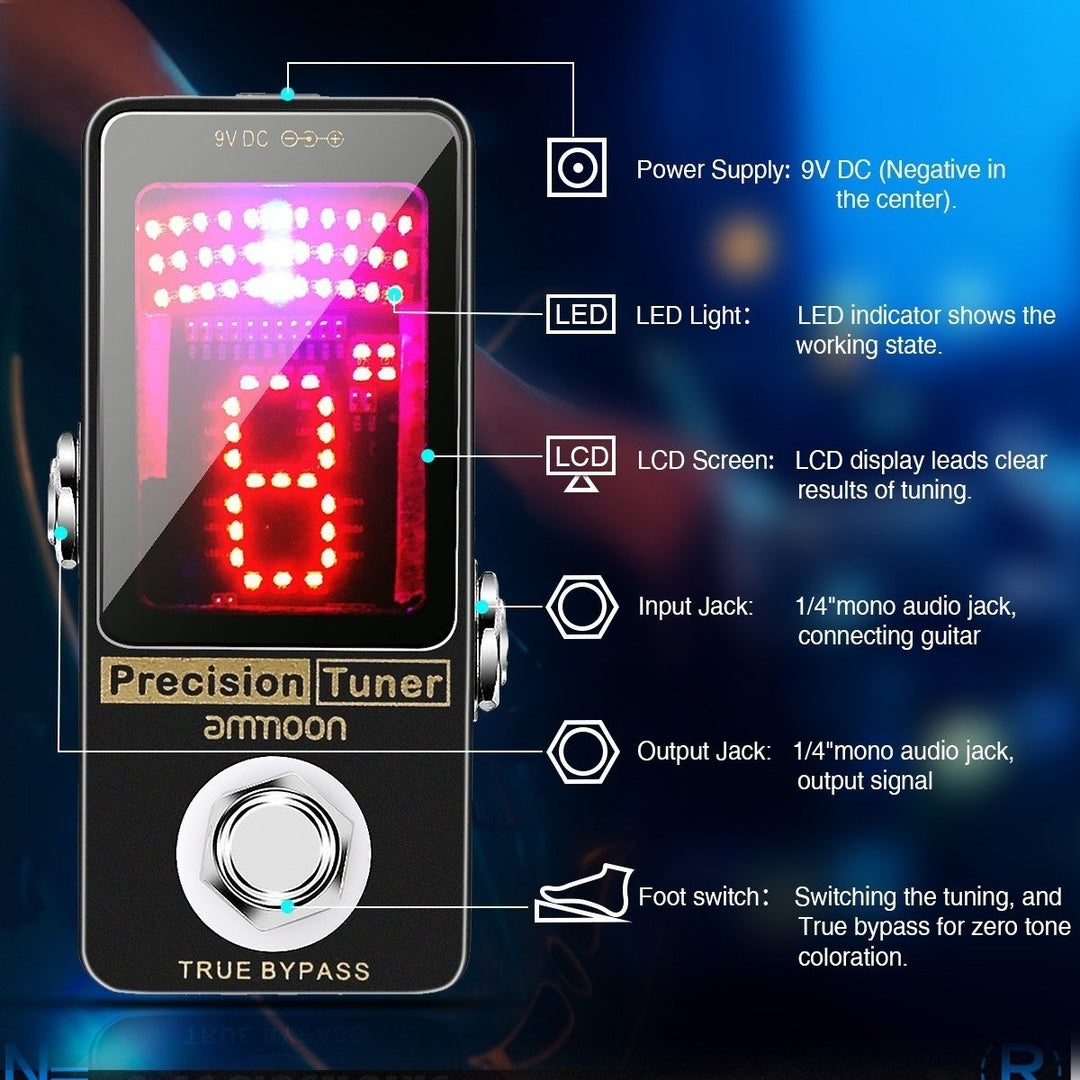 Chromatic Tuner Pedal Large LED Display Full Metal Shell with True Bypass for Guitar Bass Image 6