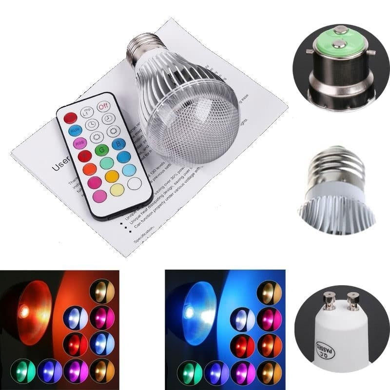 Colorful LED RGB 9W B22 Light Bulb with Remote Control Image 4