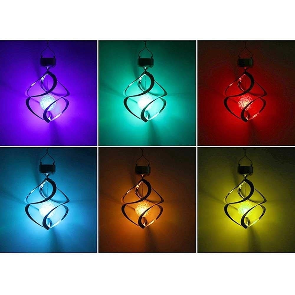 Colorful Outdoor Solar Powered Wind Spinner Hanging Spiral Light Image 4