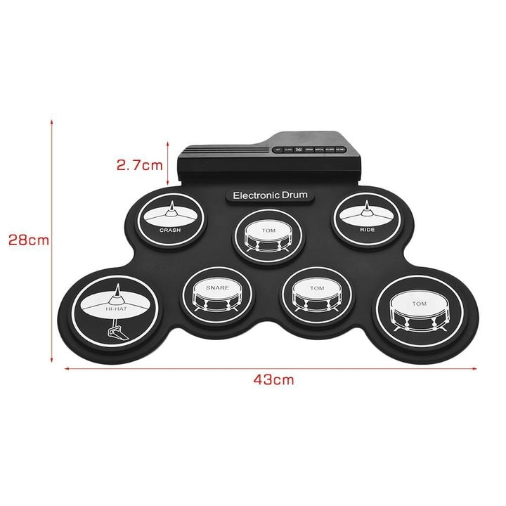 Compact Size USB Roll-Up Silicon Drum Set Digital Electronic Kit 7 Pads with Drumsticks Foot Pedals for Beginners Image 4