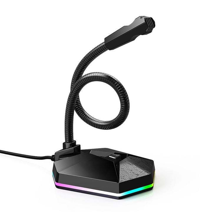 Computer Microphone with RGB Light Bendable USB Driver-free for Meeting Voice Chat Image 1