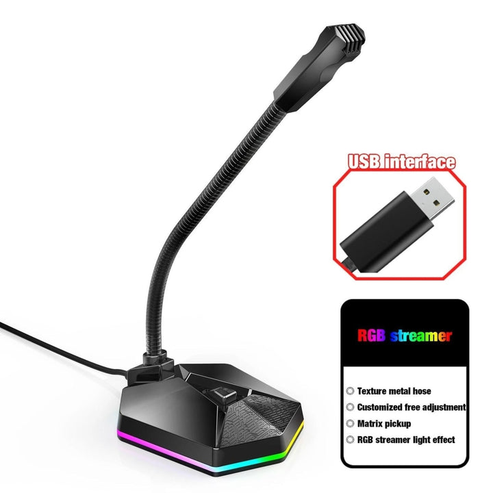 Computer Microphone with RGB Light Bendable USB Driver-free for Meeting Voice Chat Image 3