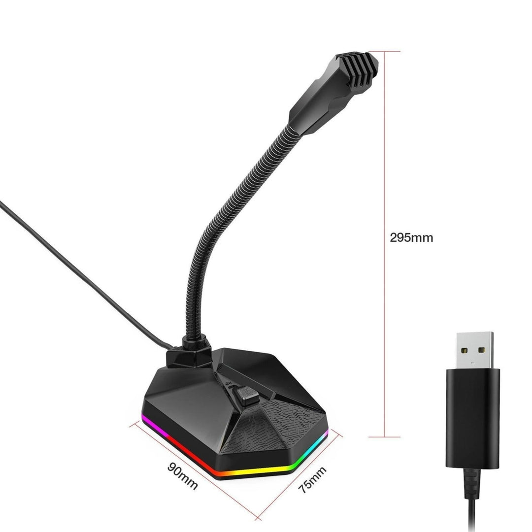 Computer Microphone with RGB Light Bendable USB Driver-free for Meeting Voice Chat Image 4