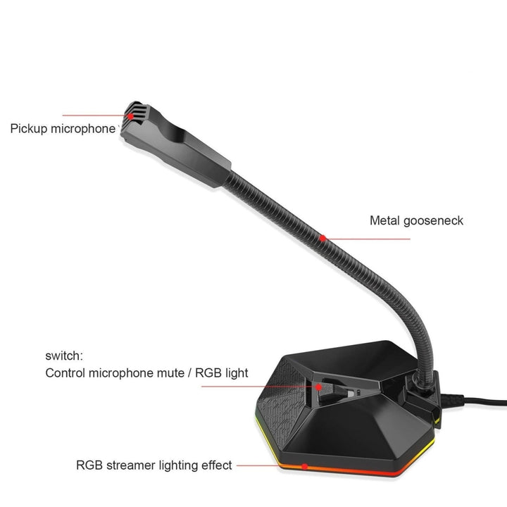 Computer Microphone with RGB Light Bendable USB Driver-free for Meeting Voice Chat Image 6