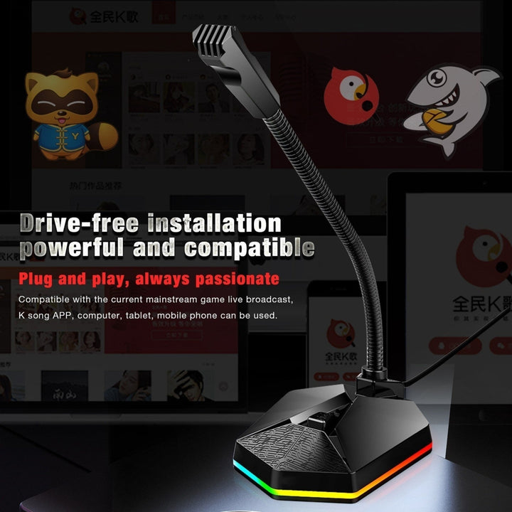 Computer Microphone with RGB Light Bendable USB Driver-free for Meeting Voice Chat Image 9