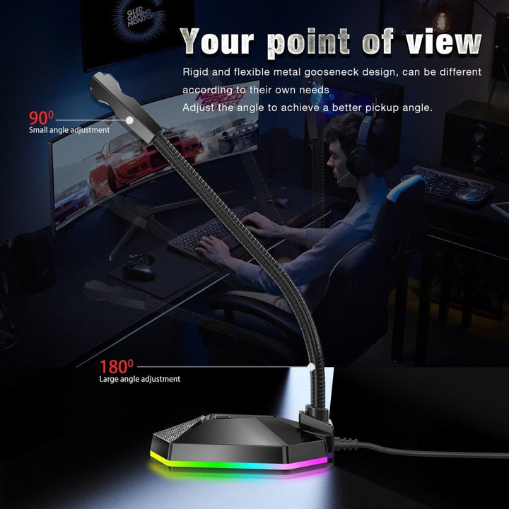 Computer Microphone with RGB Light Bendable USB Driver-free for Meeting Voice Chat Image 12