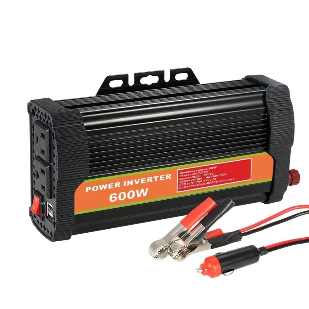 DC12V to AC110-130V Power Inverter Modified Sine Wave Household Car Converter with 4.2A Dual USB and 2 AC Outlets Image 7