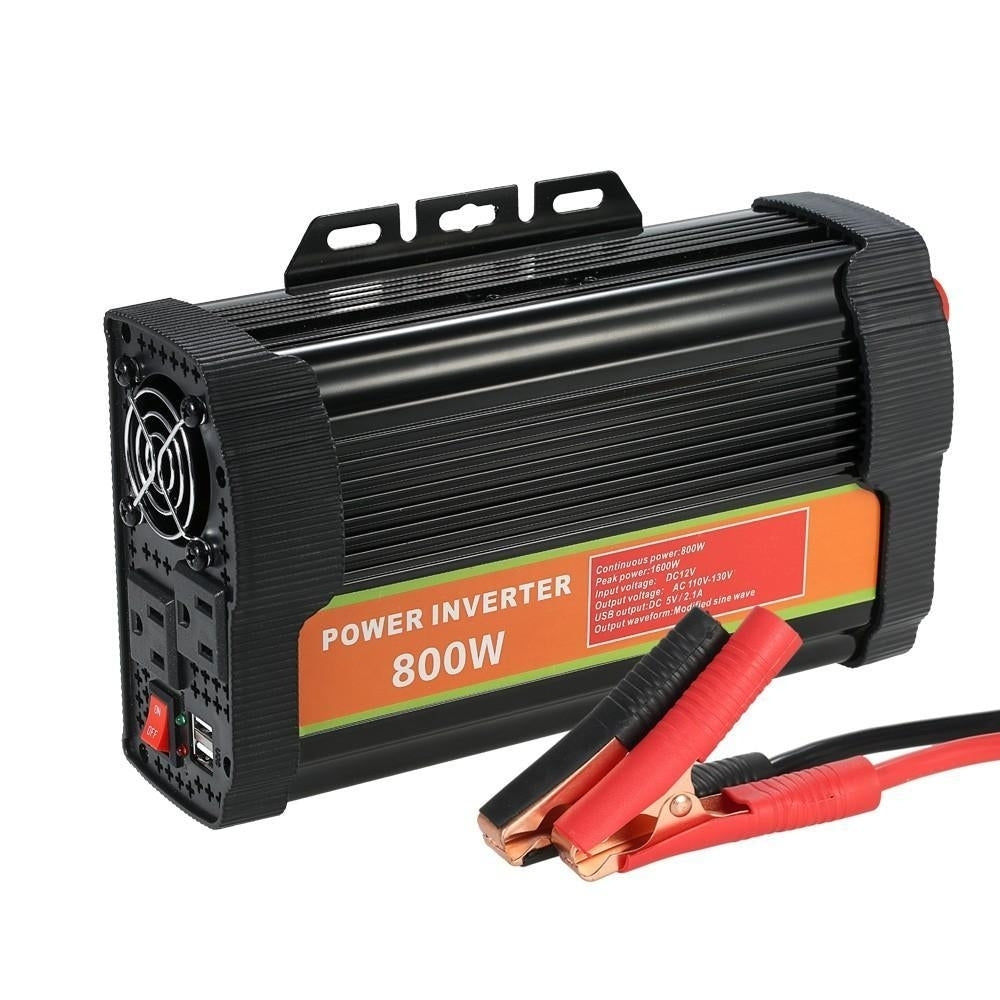 DC12V to AC110-130V Power Inverter Modified Sine Wave Household Car Converter with 4.2A Dual USB and 2 AC Outlets Image 8