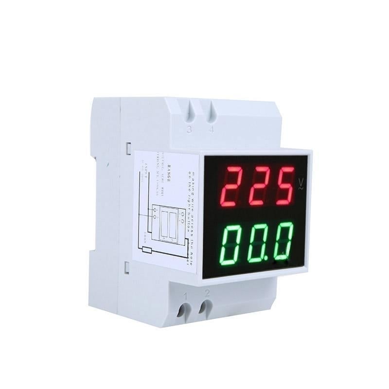 Digital Din-Rail LED Voltage Ammeter Current Meter Voltmeter AC80-300V 0.2-99.9A Dual Display Image 1