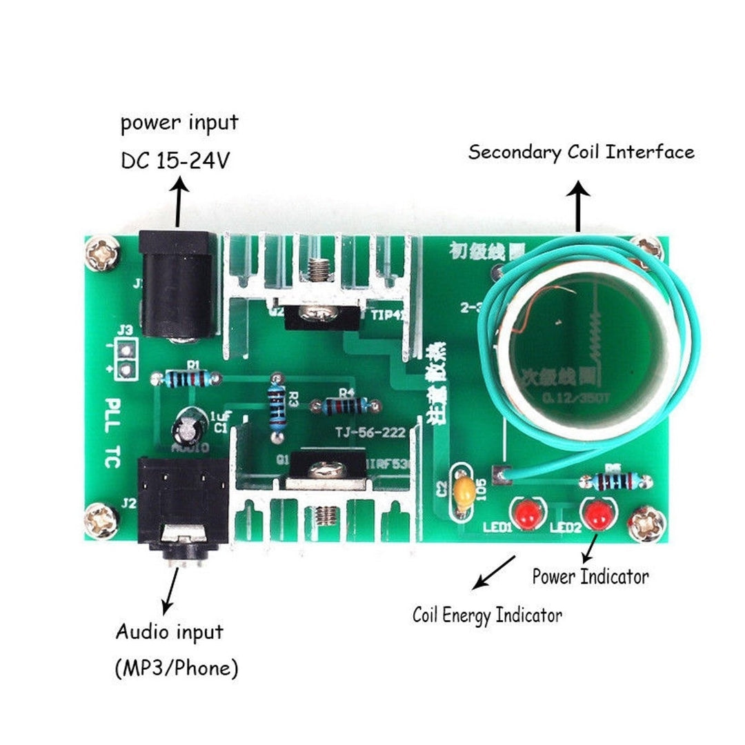 DIY Mini Tesla Coil Module Unassembled 15W DC 15-24V 2A Plasma Speaker Electronic Kit Image 10