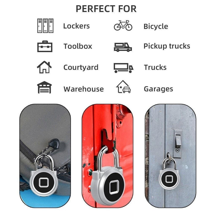 Fingerprint Padlock 20 Sets with USB Charging Port Led light for Pick-up trucks Bicycle warehouse Garages House Door Image 7