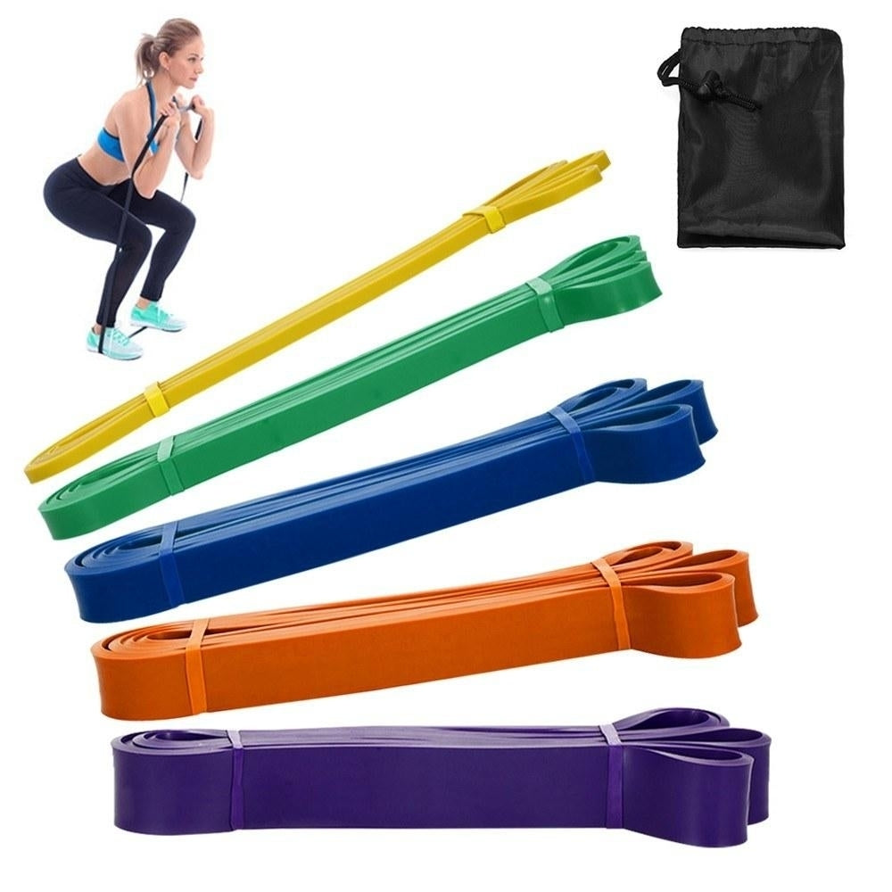 Fitness Resistance Loop Bands Set Latex Yoga Strength Training Pull Up Assist Home Gym Pack 5 Image 2