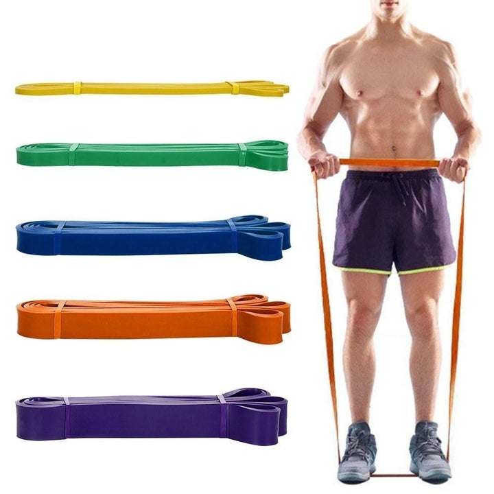 Fitness Resistance Loop Bands Set Latex Yoga Strength Training Pull Up Assist Home Gym Pack 5 Image 3