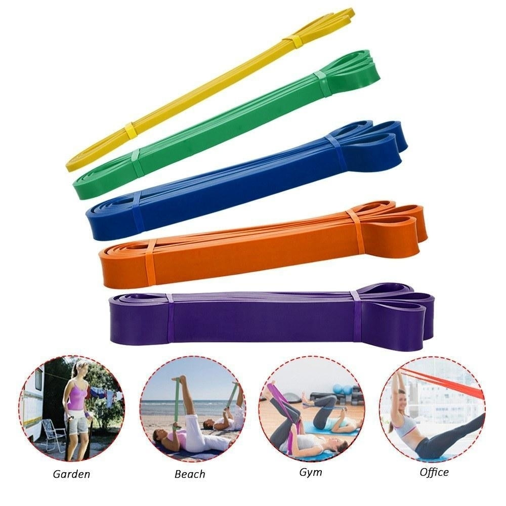 Fitness Resistance Loop Bands Set Latex Yoga Strength Training Pull Up Assist Home Gym Pack 5 Image 6