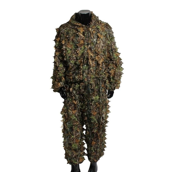Mens 3D Tactic Sniper Clothes Lightweight Hooded Camouflage Ghillie Leaf Suit Image 1