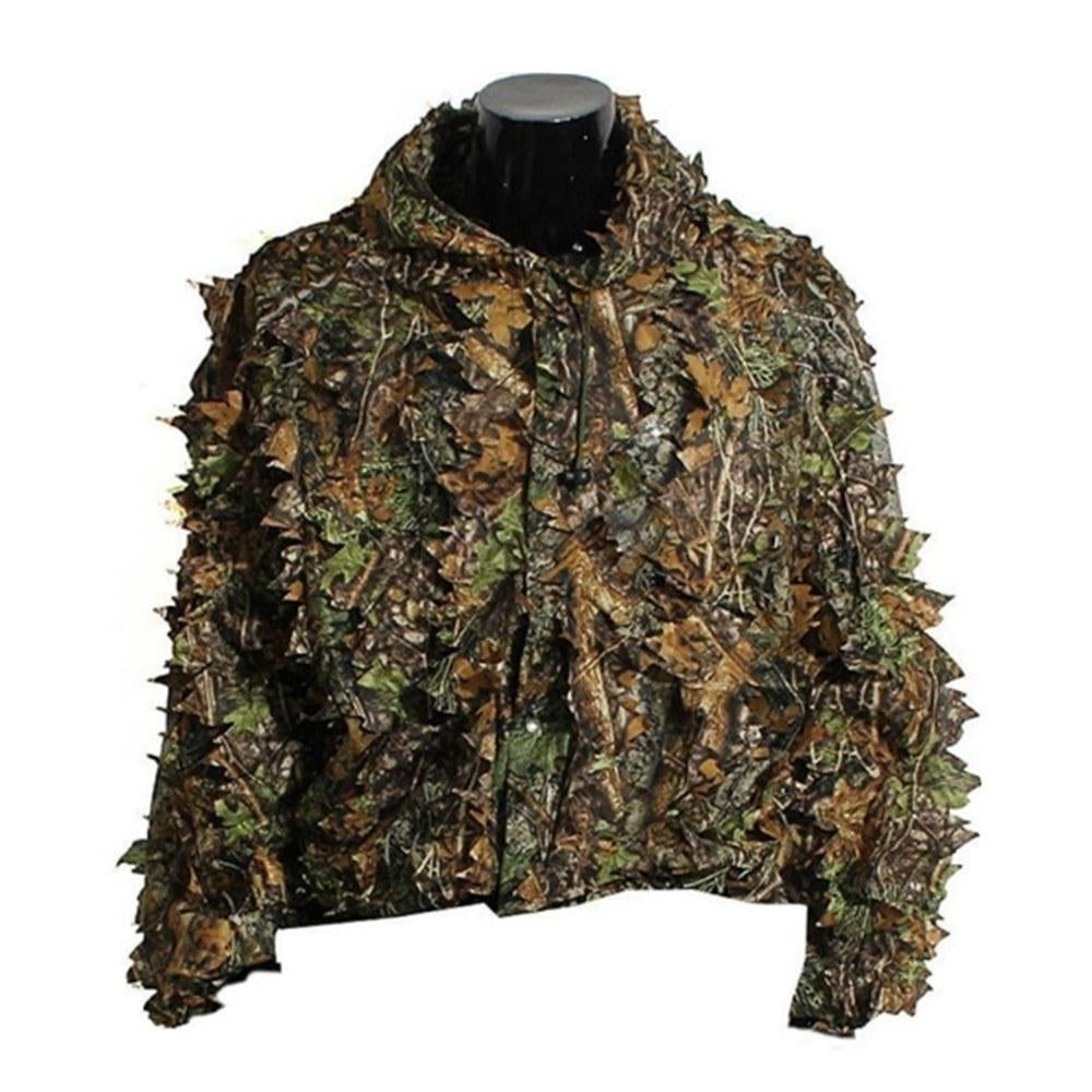 Mens 3D Tactic Sniper Clothes Lightweight Hooded Camouflage Ghillie Leaf Suit Image 4
