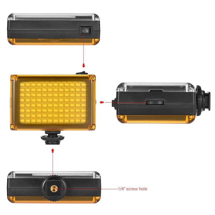 Mini Portable On-camera LED Video Fill-in Light Panel with White Orange Filters for DSLR Camera Image 7