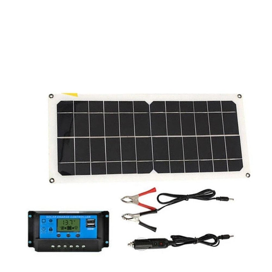 Monocrystaline Solar Panel USB Charger Kit with 10A Controller and Cables Image 1