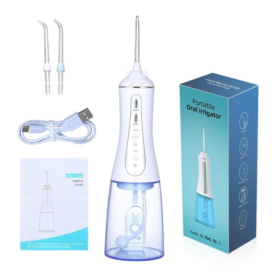 Portable Dental Oral Irrigator Rechargeable Cordless Powerful Water Flosser Teeth Cleaner Detachable Image 1