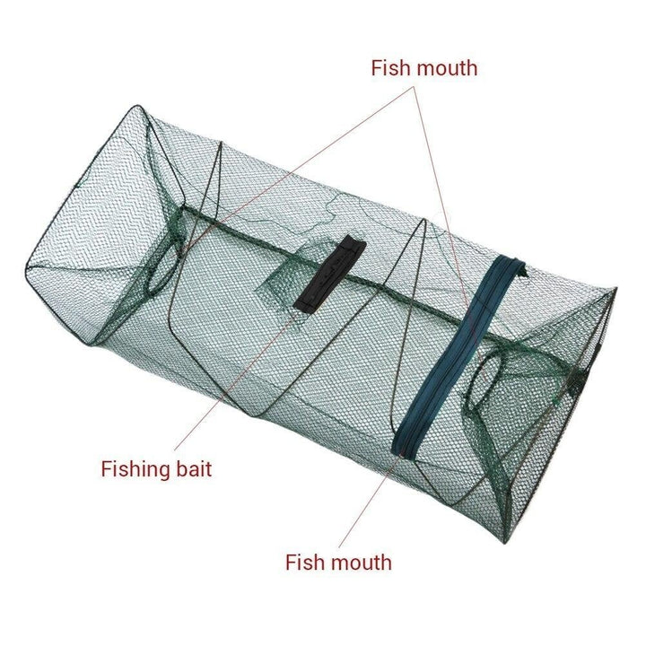 Portable Fishing Net Fish Shrimp Mesh Cage Cast Trap Foldable Tackle Zipper Image 2