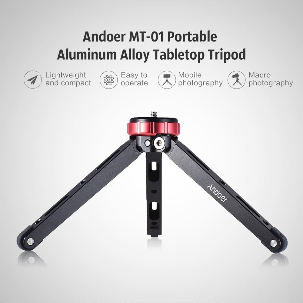 Portable Tabletop Tripod Mini Mobile,Camera Photography Bracket with 1,4" Screw Mount Image 7