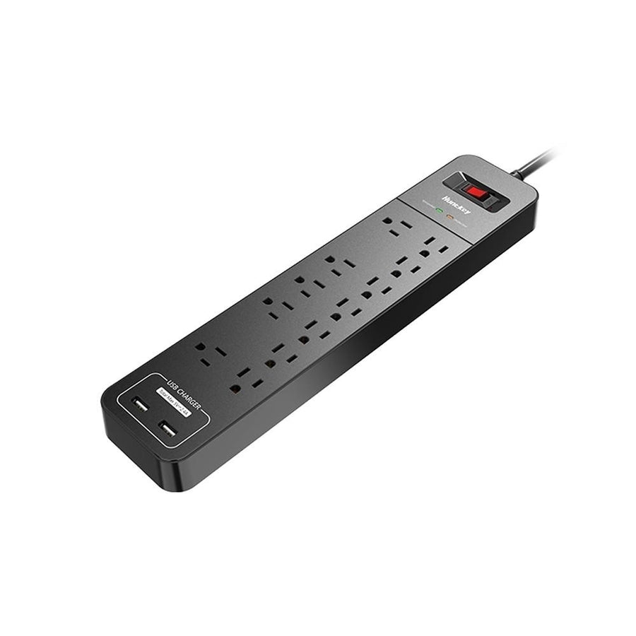 Power Strip Durable Household Socket with 12 AC Outlets 2 USB-A Charging Ports Surge Protector American Standard Image 1