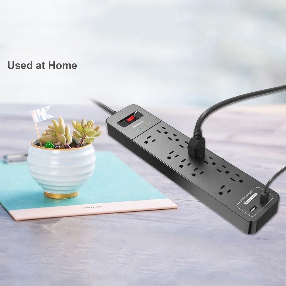 Power Strip Durable Household Socket with 12 AC Outlets 2 USB-A Charging Ports Surge Protector American Standard Image 6