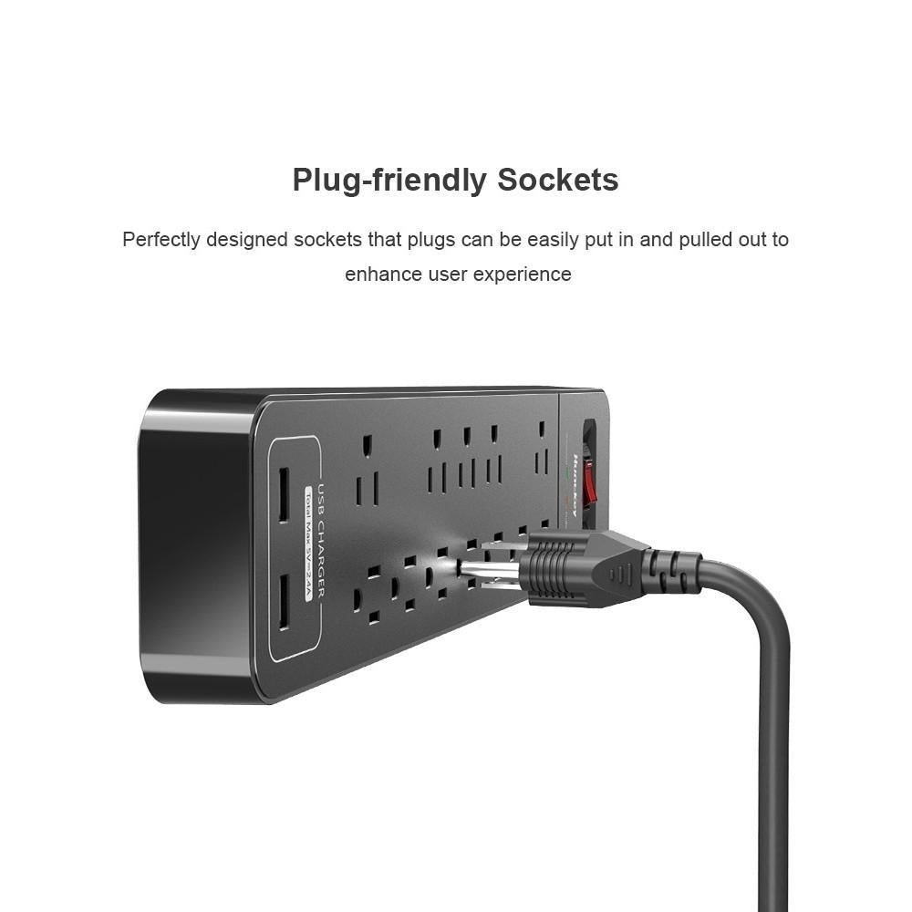 Power Strip Durable Household Socket with 12 AC Outlets 2 USB-A Charging Ports Surge Protector American Standard Image 10