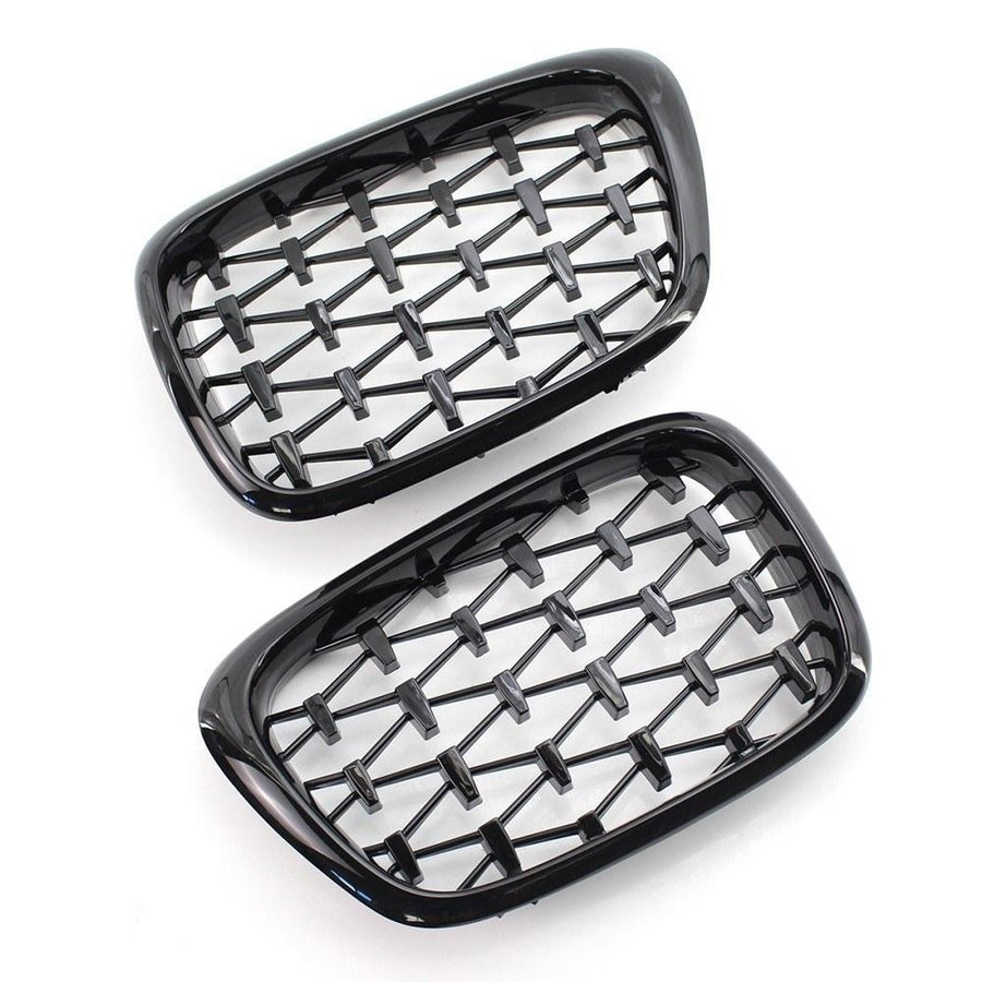 Replacement for 97-03 BMW E39 525i 528i 530i 540i M5 Front Bumper Kidney Grille Glossy Black Image 1