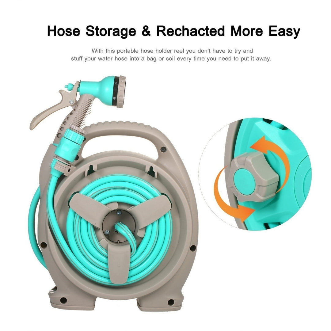 Retractable Garden Hose-Reel with 6 Adjustable Sprayer Nozzle Dual Size Connector 10M Water Garage Tool Car Cleaning Image 6