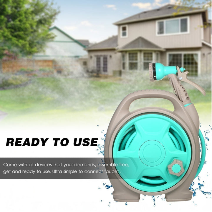 Retractable Garden Hose-Reel with 6 Adjustable Sprayer Nozzle Dual Size Connector 10M Water Garage Tool Car Cleaning Image 7