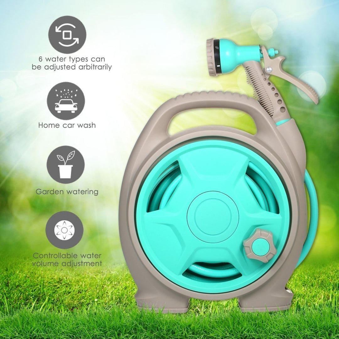 Retractable Garden Hose-Reel with 6 Adjustable Sprayer Nozzle Dual Size Connector 10M Water Garage Tool Car Cleaning Image 8