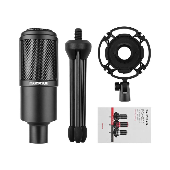 Side-address Microphone Wired Condenser Mic Cardioid Pickup Pattern with Shock Mount and Tripod Image 7