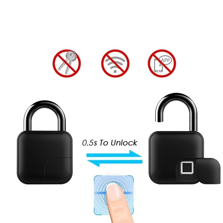 Smart Fingerprint Padlock IP65 Waterproof Anti-Theft Security DoorLuggageBicycle Lock Image 4