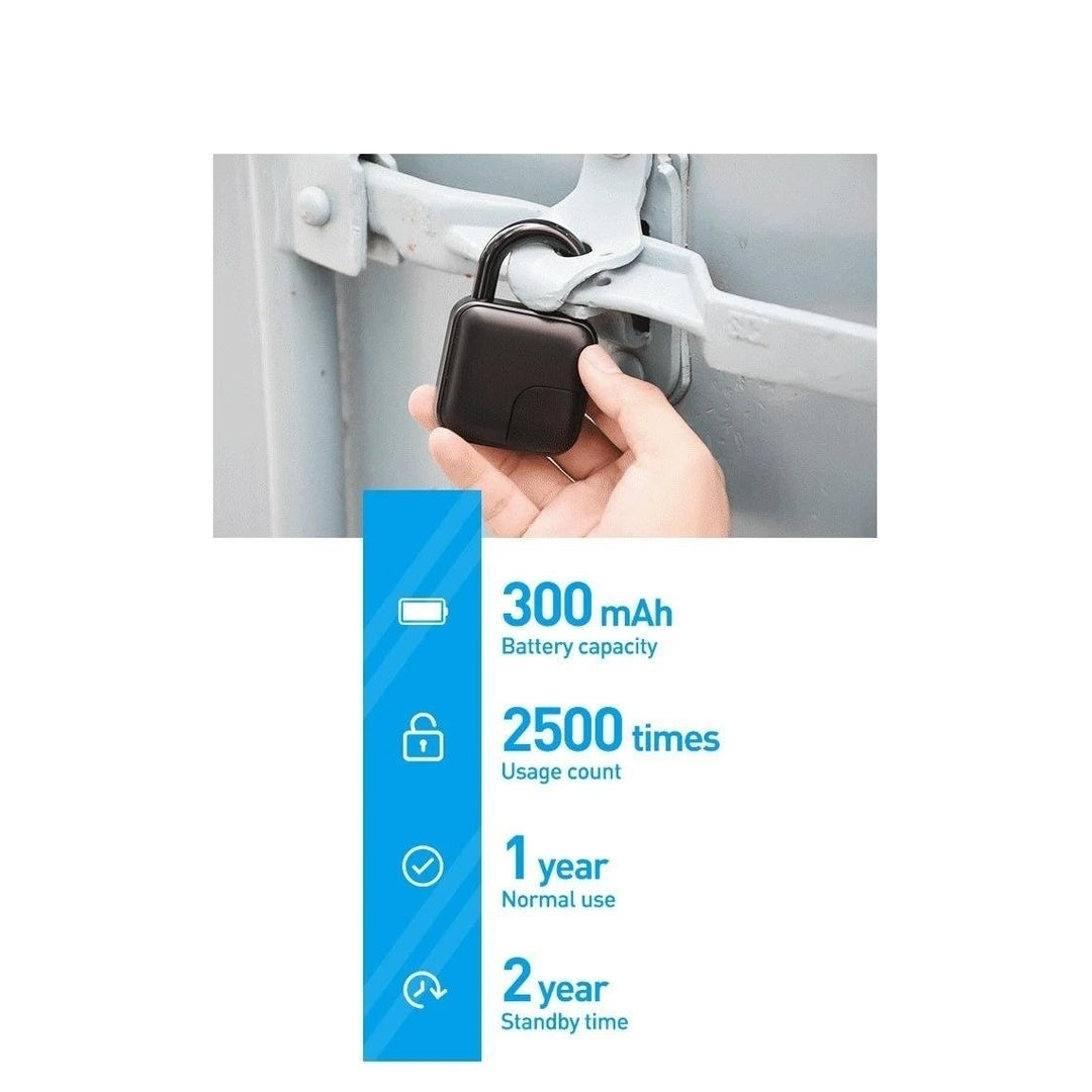 Smart Fingerprint Padlock IP65 Waterproof Anti-Theft Security DoorLuggageBicycle Lock Image 7
