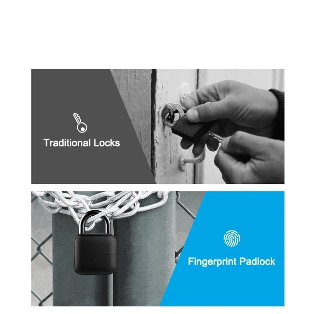 Smart Fingerprint Padlock IP65 Waterproof Anti-Theft Security DoorLuggageBicycle Lock Image 9