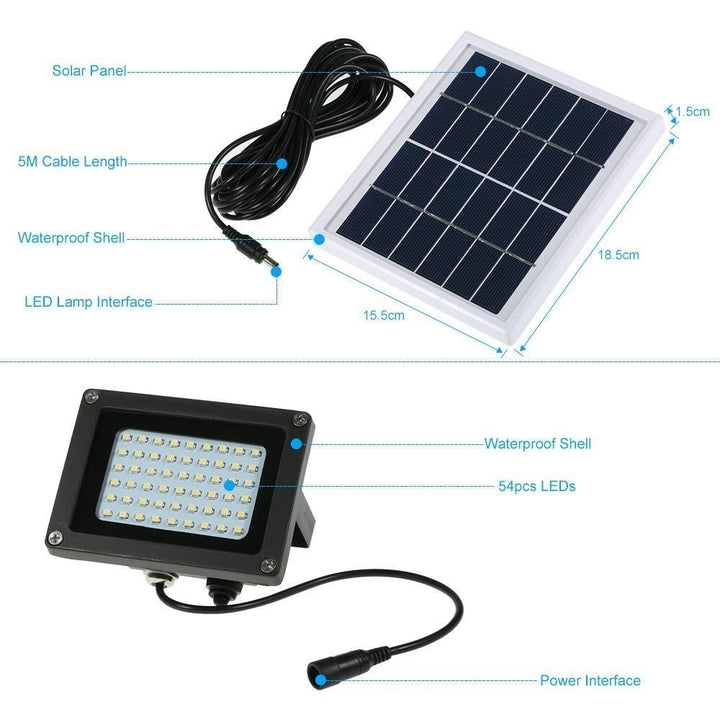 Solar Powered Floodlight 54 LED IP65 Waterproof Lights Outdoor Security with Bracket Image 7