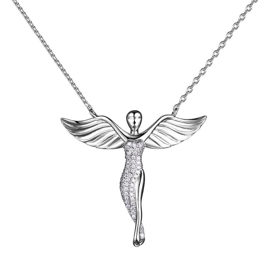 Solid Sterling Silver Chain Necklace The One Jewelry Zirconia Angel-shaped 18 Inch Image 1