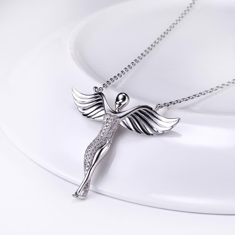 Solid Sterling Silver Chain Necklace The One Jewelry Zirconia Angel-shaped 18 Inch Image 2
