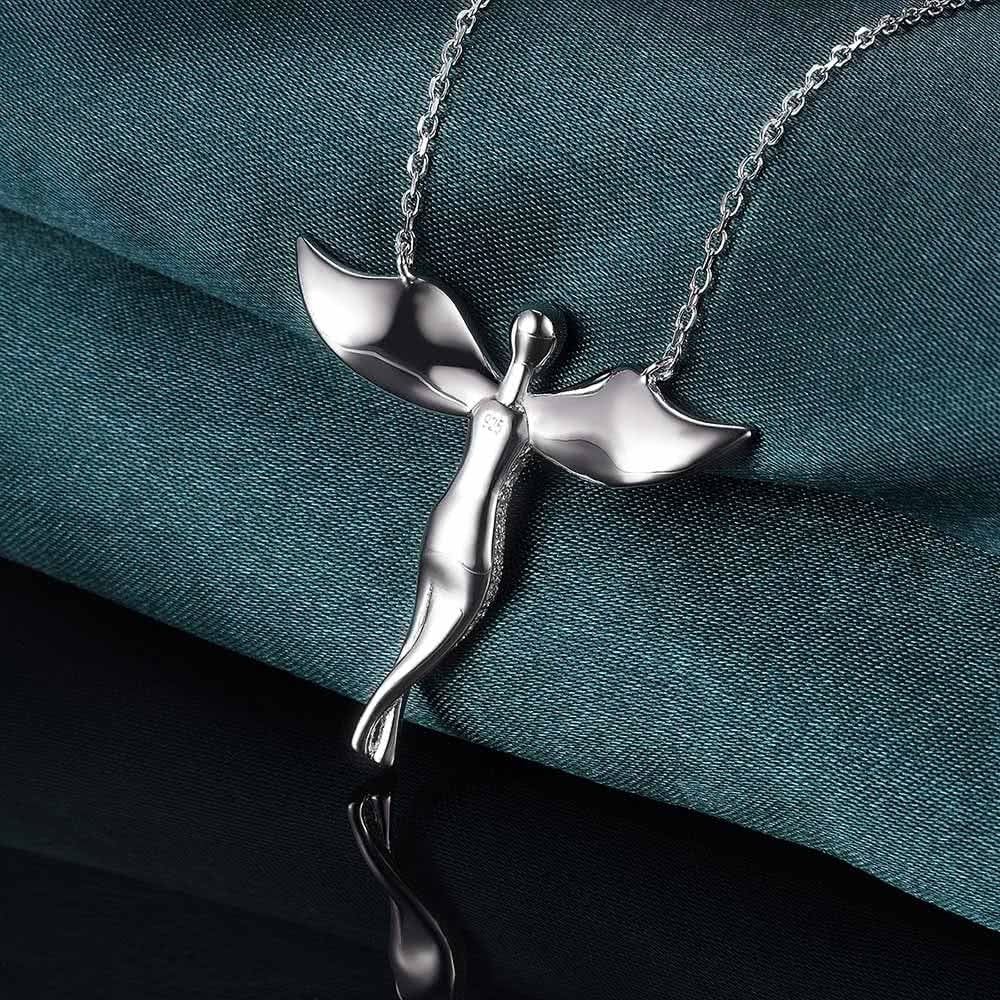 Solid Sterling Silver Chain Necklace The One Jewelry Zirconia Angel-shaped 18 Inch Image 3