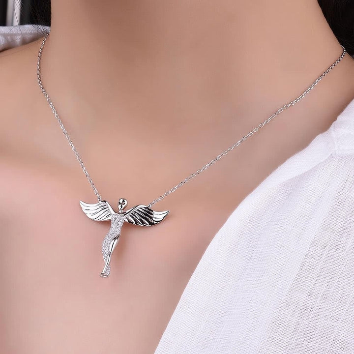 Solid Sterling Silver Chain Necklace The One Jewelry Zirconia Angel-shaped 18 Inch Image 4