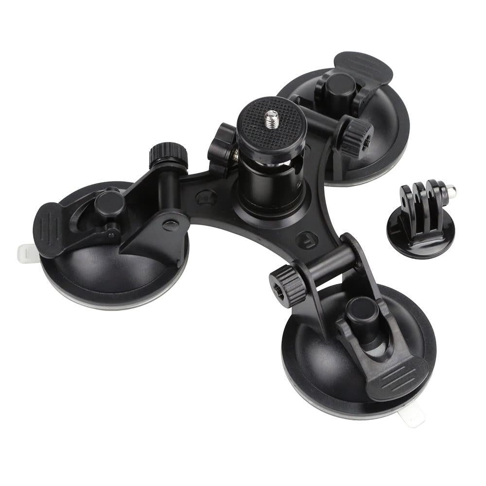Sports Camera Triple Suction Cup Mount Sucker for GroPro Hero 5,4,3+,3 Yi with Tripod Adapter Action Image 4