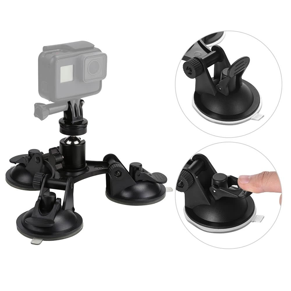 Sports Camera Triple Suction Cup Mount Sucker for GroPro Hero 5,4,3+,3 Yi with Tripod Adapter Action Image 4