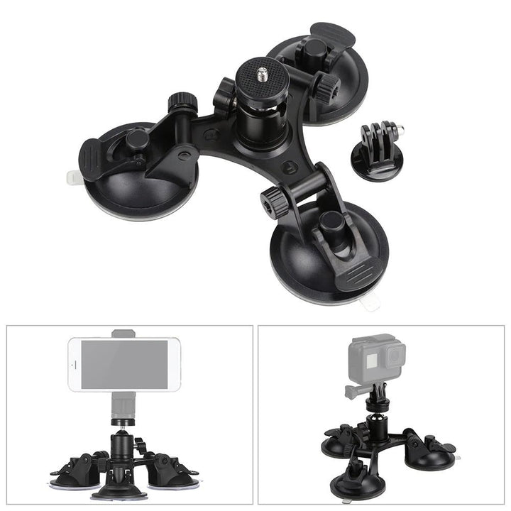 Sports Camera Triple Suction Cup Mount Sucker for GroPro Hero 5,4,3+,3 Yi with Tripod Adapter Action Image 8