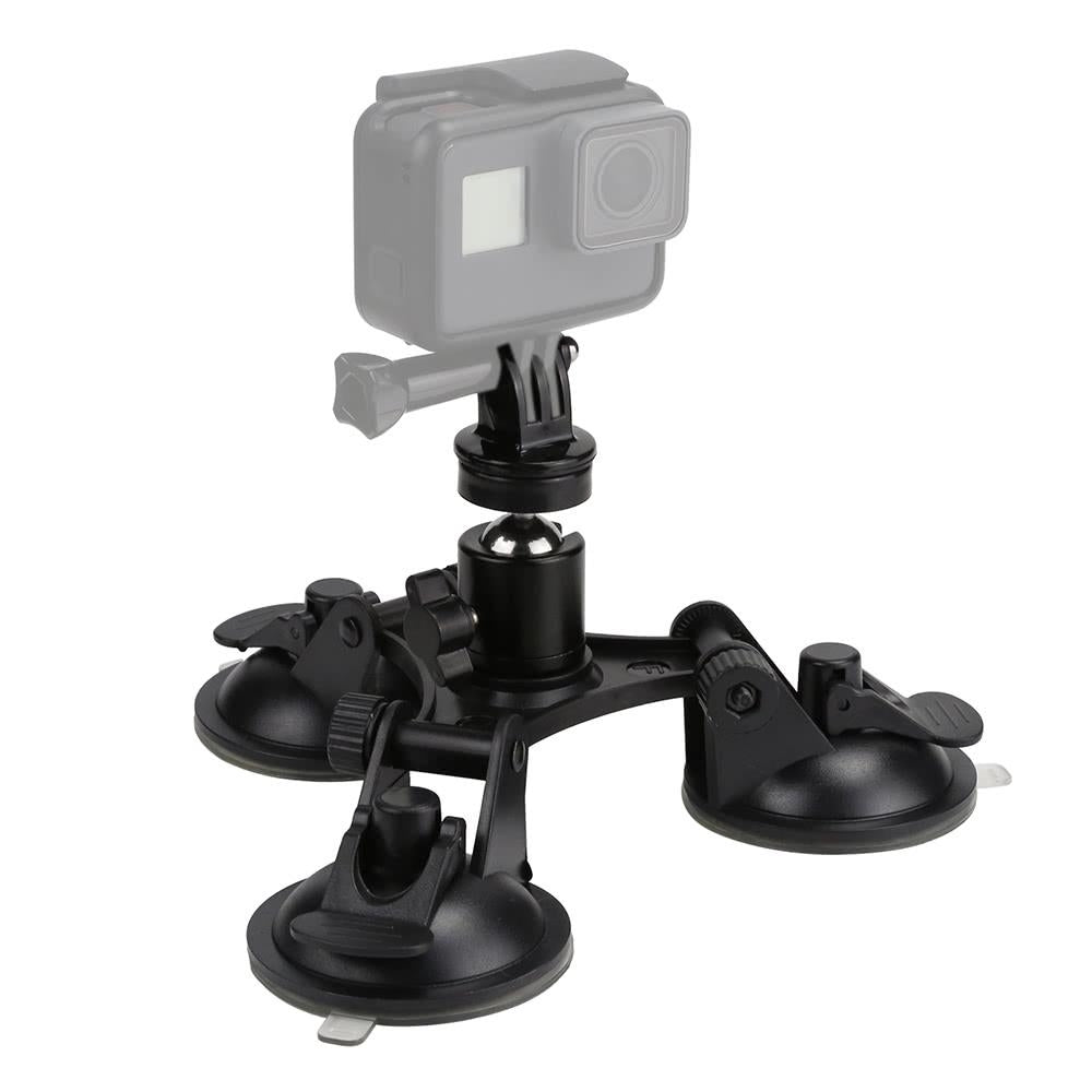 Sports Camera Triple Suction Cup Mount Sucker for GroPro Hero 5,4,3+,3 Yi with Tripod Adapter Action Image 9