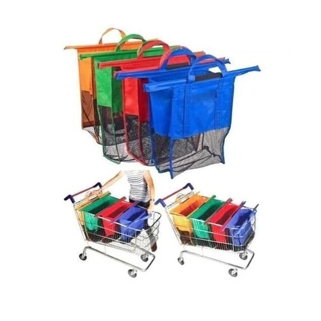 Thicken Cart Trolley Supermarket Shopping Grocery Grab Storage Bags 4pcs,Set Image 8